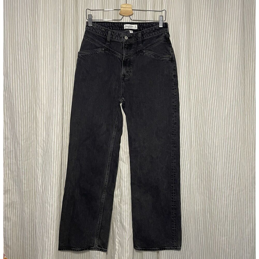 Abercrombie & Fitch 90s Relaxed Jean High Rise Curve Love Black Denim 28 / 6S
